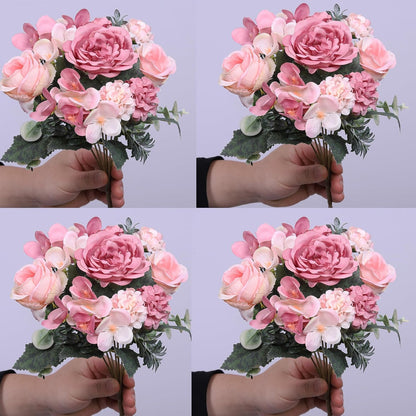 8 Pack Artificial Pink Peonies Flowers Bouquet for Centerpieces | Premium Silk Artificial Pink Peonies Bouquet, 8 Stems, Pink White, Bendable, for Table Centerpieces Wedding Home Decor
