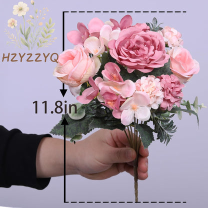 8 Pack Artificial Pink Peonies Flowers Bouquet for Centerpieces | Premium Silk Artificial Pink Peonies Bouquet, 8 Stems, Pink White, Bendable, for Table Centerpieces Wedding Home Decor