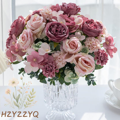 8 Pack Artificial Pink Peonies Flowers Bouquet for Centerpieces | Premium Silk Artificial Pink Peonies Bouquet, 8 Stems, Pink White, Bendable, for Table Centerpieces Wedding Home Decor