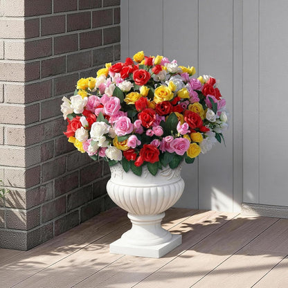 8 Bundles 17" Artificial Roses, Realistic Silk Bouquet Flower(Pink) | Fluffy and Vivid, Faux Rose Plants, Fake Greenery Stems, for Front Door/Garden/Farmhouse/Home/Outdoor/Spring/Summer Decor