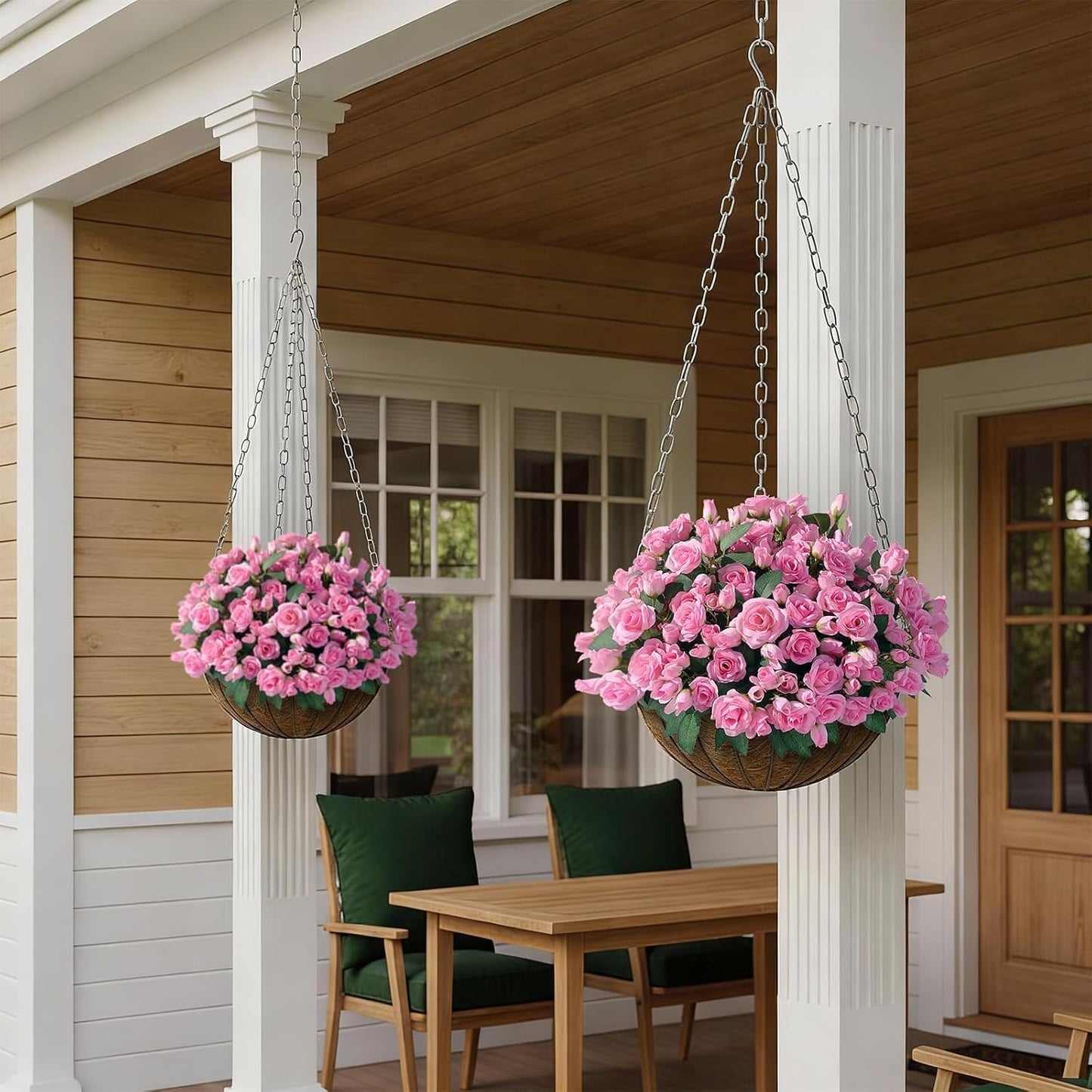 8 Bundles 17" Artificial Roses, Realistic Silk Bouquet Flower(Pink) | Fluffy and Vivid, Faux Rose Plants, Fake Greenery Stems, for Front Door/Garden/Farmhouse/Home/Outdoor/Spring/Summer Decor