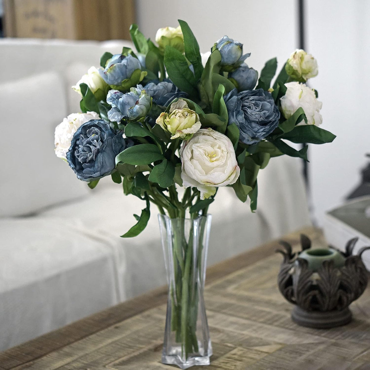 Artificial Peony Bouquet, Pink, Beige & Green Silk Flowers for Wedding Centerpieces, Bridal Bouquets & Home Decor – Spring Waltz