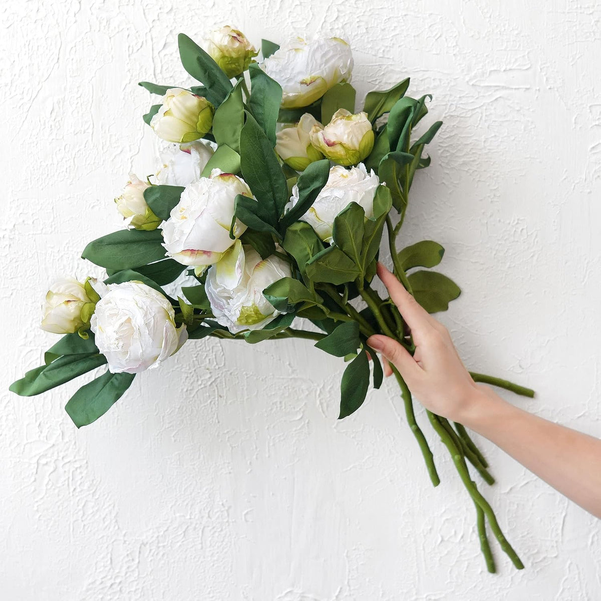 Artificial Peony Bouquet, Pink, Beige & Green Silk Flowers for Wedding Centerpieces, Bridal Bouquets & Home Decor – Spring Waltz