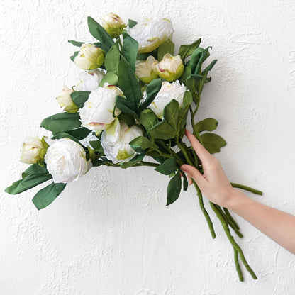 Artificial Peony Bouquet, Pink, Beige & Green Silk Flowers for Wedding Centerpieces, Bridal Bouquets & Home Decor – Spring Waltz