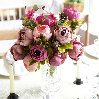 Artificial Peony Bouquet, Pink, Beige & Green Silk Flowers for Wedding Centerpieces, Bridal Bouquets & Home Decor – Spring Waltz