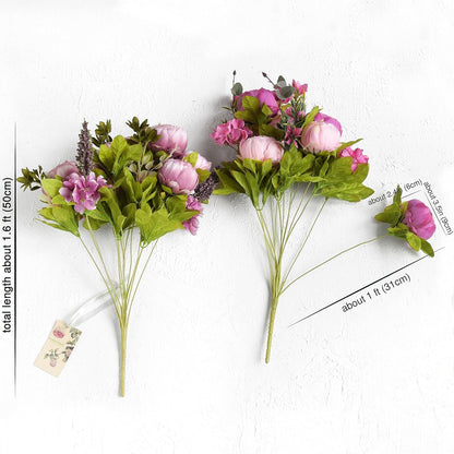 Artificial Peony Bouquet, Pink, Beige & Green Silk Flowers for Wedding Centerpieces, Bridal Bouquets & Home Decor – Spring Waltz