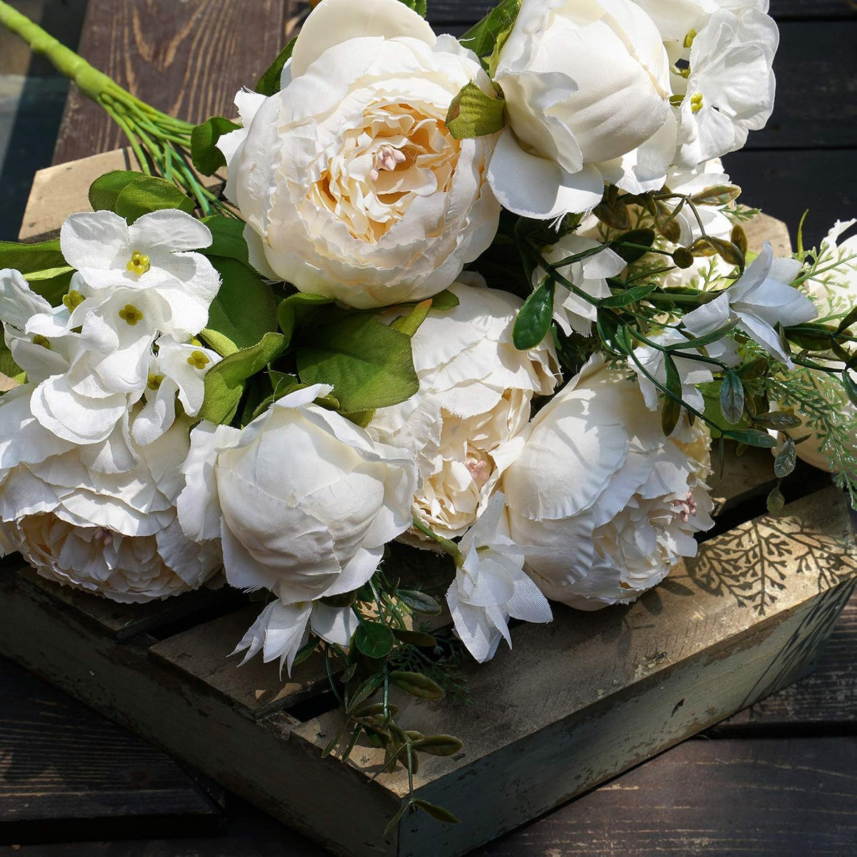 Artificial Peony Bouquet, Pink, Beige & Green Silk Flowers for Wedding Centerpieces, Bridal Bouquets & Home Decor – Spring Waltz
