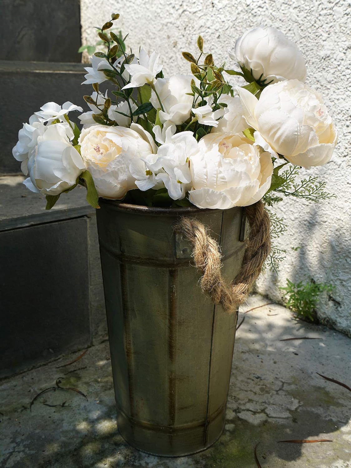 Artificial Peony Bouquet, Pink, Beige & Green Silk Flowers for Wedding Centerpieces, Bridal Bouquets & Home Decor – Spring Waltz