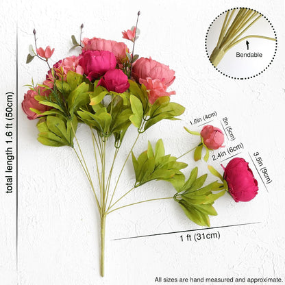 Artificial Peony Bouquet, Pink, Beige & Green Silk Flowers for Wedding Centerpieces, Bridal Bouquets & Home Decor – Spring Waltz