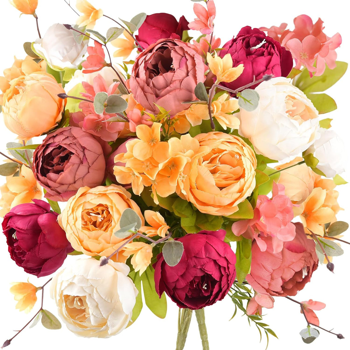 Artificial Peony Bouquet, Pink, Beige & Green Silk Flowers for Wedding Centerpieces, Bridal Bouquets & Home Decor – Spring Waltz