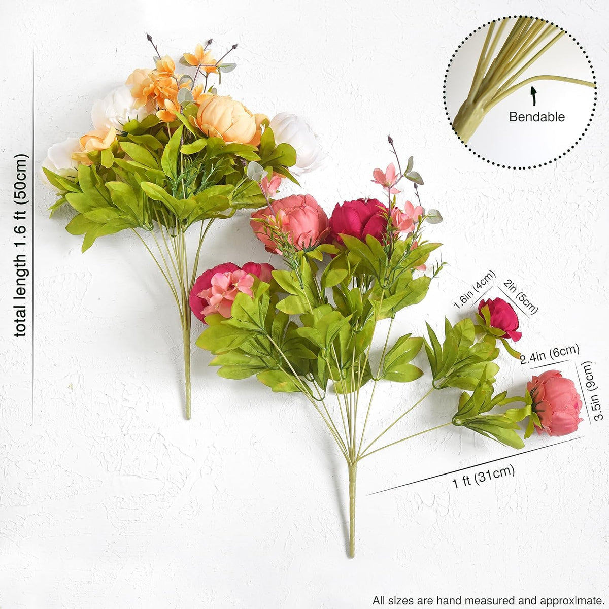 Artificial Peony Bouquet, Pink, Beige & Green Silk Flowers for Wedding Centerpieces, Bridal Bouquets & Home Decor – Spring Waltz