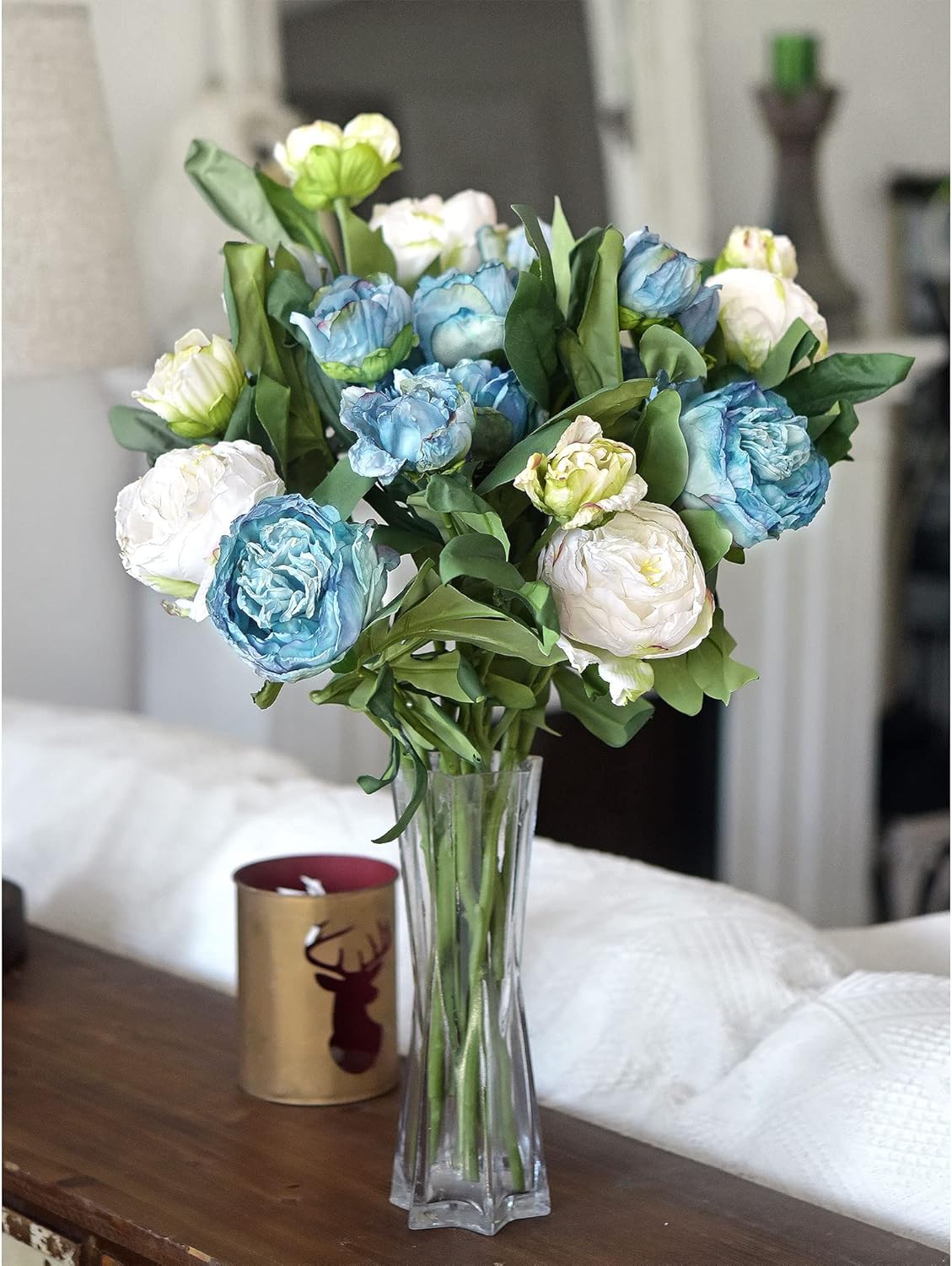 Artificial Peony Bouquet, Pink, Beige & Green Silk Flowers for Wedding Centerpieces, Bridal Bouquets & Home Decor – Spring Waltz