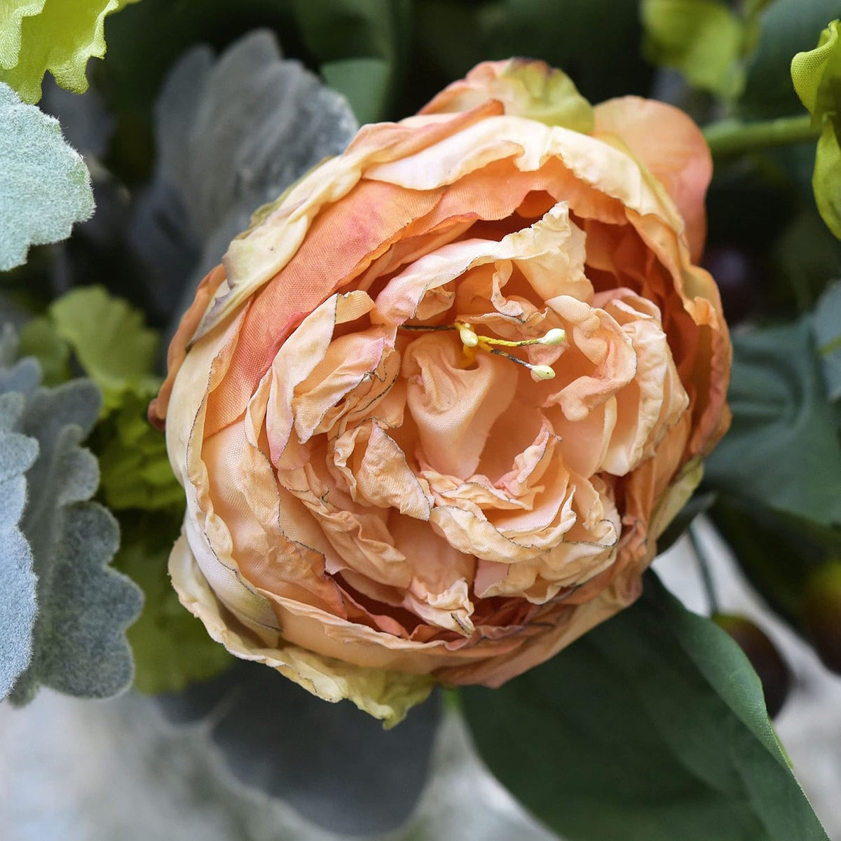 Artificial Peony Bouquet, Pink, Beige & Green Silk Flowers for Wedding Centerpieces, Bridal Bouquets & Home Decor – Spring Waltz