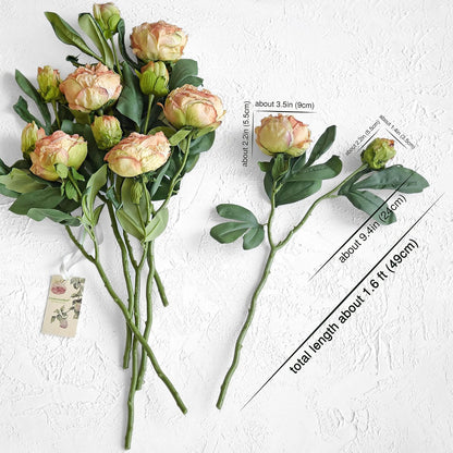Artificial Peony Bouquet, Pink, Beige & Green Silk Flowers for Wedding Centerpieces, Bridal Bouquets & Home Decor – Spring Waltz
