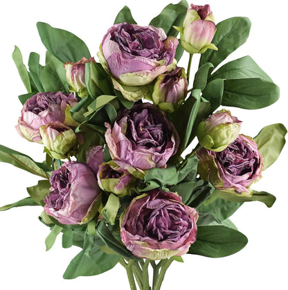 Artificial Peony Bouquet, Pink, Beige & Green Silk Flowers for Wedding Centerpieces, Bridal Bouquets & Home Decor – Spring Waltz