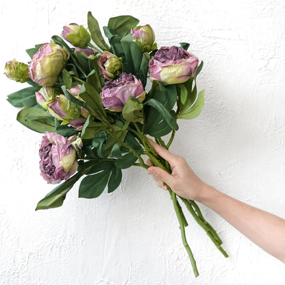 Artificial Peony Bouquet, Pink, Beige & Green Silk Flowers for Wedding Centerpieces, Bridal Bouquets & Home Decor – Spring Waltz
