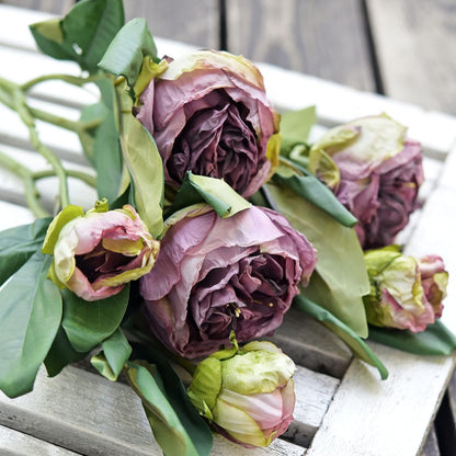 Artificial Peony Bouquet, Pink, Beige & Green Silk Flowers for Wedding Centerpieces, Bridal Bouquets & Home Decor – Spring Waltz