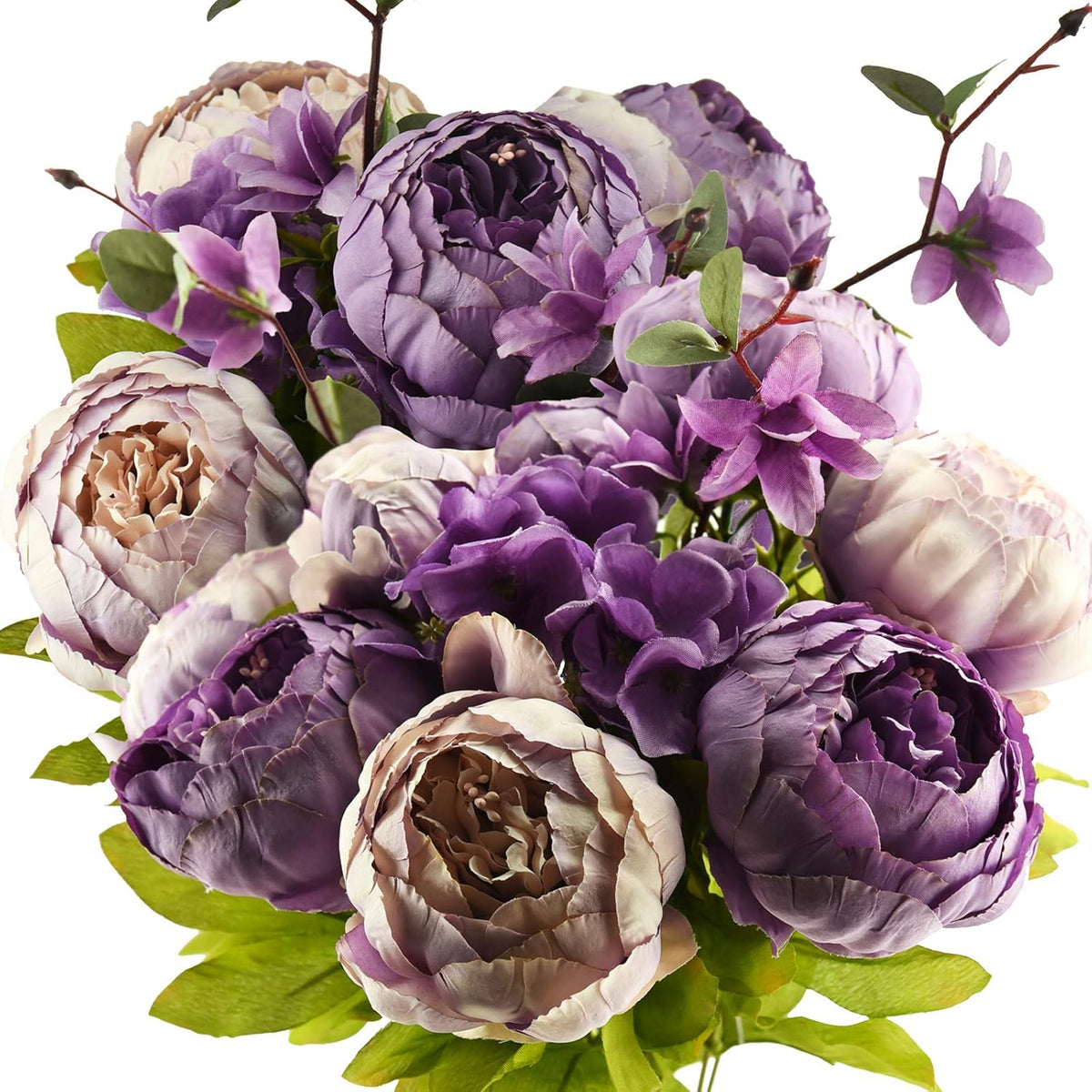 Artificial Peony Bouquet, Pink, Beige & Green Silk Flowers for Wedding Centerpieces, Bridal Bouquets & Home Decor – Spring Waltz