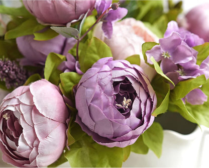 Artificial Peony Bouquet, Pink, Beige & Green Silk Flowers for Wedding Centerpieces, Bridal Bouquets & Home Decor – Spring Waltz