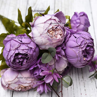 Artificial Peony Bouquet, Pink, Beige & Green Silk Flowers for Wedding Centerpieces, Bridal Bouquets & Home Decor – Spring Waltz