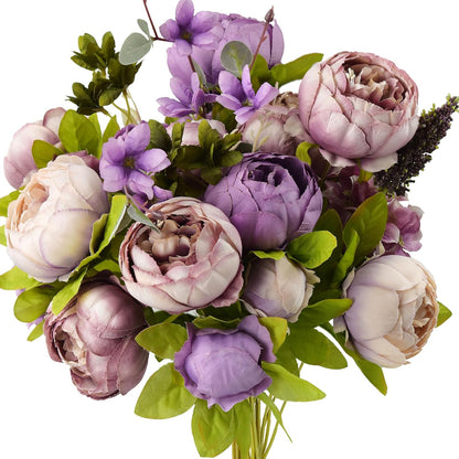 Artificial Peony Bouquet, Pink, Beige & Green Silk Flowers for Wedding Centerpieces, Bridal Bouquets & Home Decor – Spring Waltz