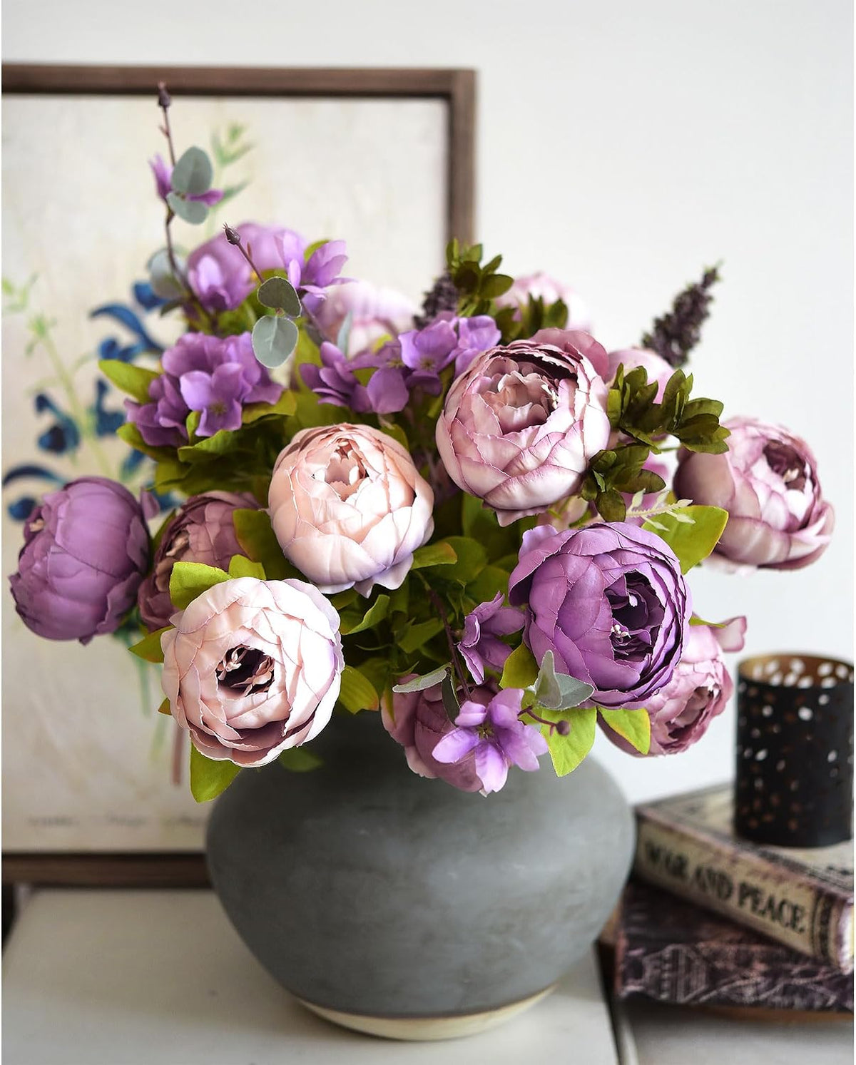 Artificial Peony Bouquet, Pink, Beige & Green Silk Flowers for Wedding Centerpieces, Bridal Bouquets & Home Decor – Spring Waltz