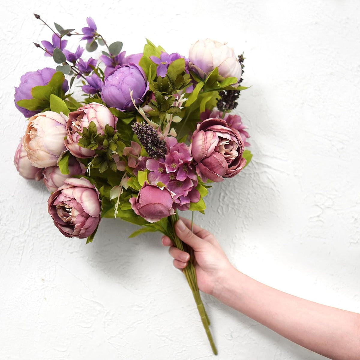 Artificial Peony Bouquet, Pink, Beige & Green Silk Flowers for Wedding Centerpieces, Bridal Bouquets & Home Decor – Spring Waltz