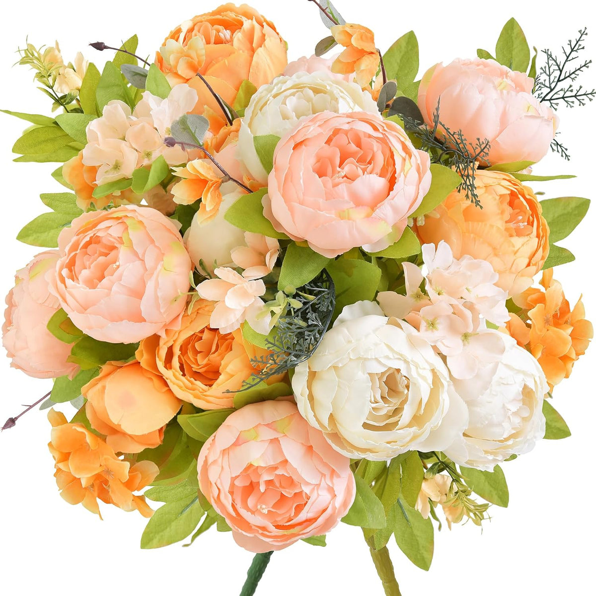 Artificial Peony Bouquet, Pink, Beige & Green Silk Flowers for Wedding Centerpieces, Bridal Bouquets & Home Decor – Spring Waltz