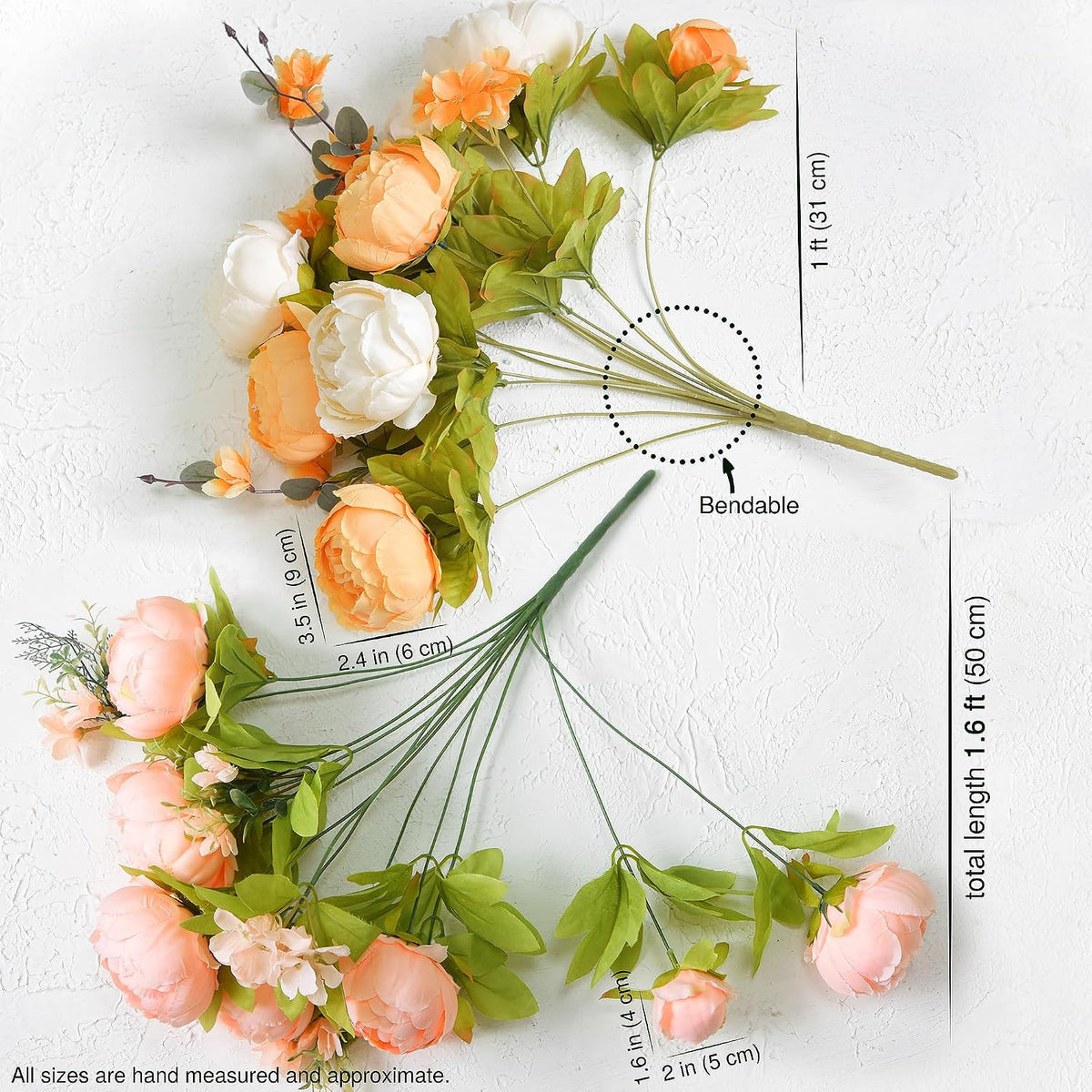 Artificial Peony Bouquet, Pink, Beige & Green Silk Flowers for Wedding Centerpieces, Bridal Bouquets & Home Decor – Spring Waltz