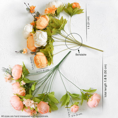 Artificial Peony Bouquet, Pink, Beige & Green Silk Flowers for Wedding Centerpieces, Bridal Bouquets & Home Decor – Spring Waltz