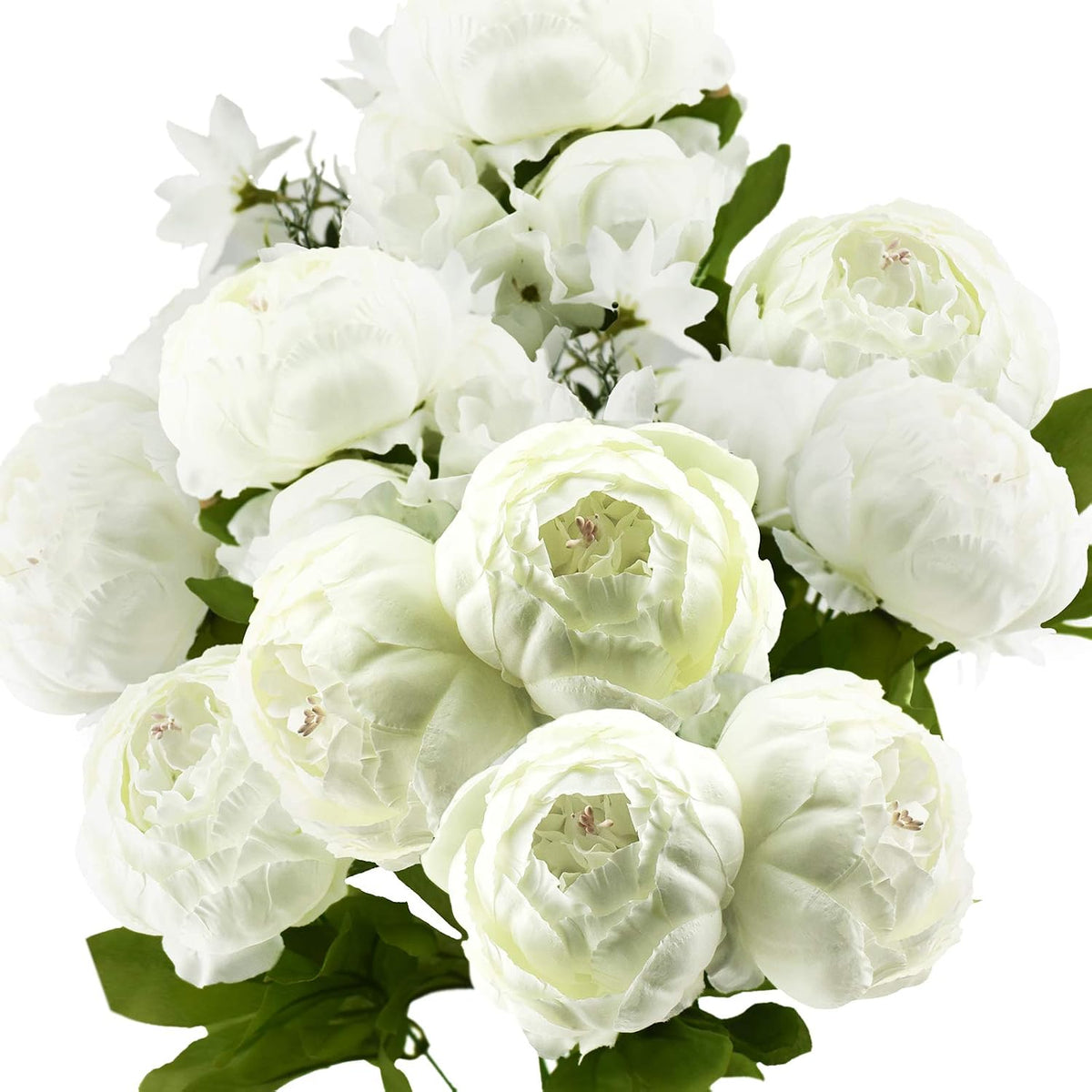 Artificial Peony Bouquet, Pink, Beige & Green Silk Flowers for Wedding Centerpieces, Bridal Bouquets & Home Decor – Spring Waltz