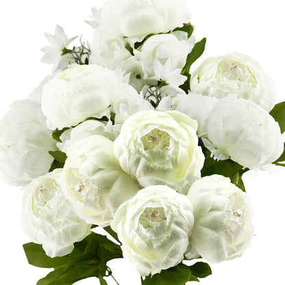 Artificial Peony Bouquet, Pink, Beige & Green Silk Flowers for Wedding Centerpieces, Bridal Bouquets & Home Decor – Spring Waltz