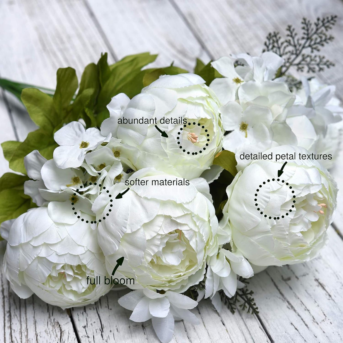 Artificial Peony Bouquet, Pink, Beige & Green Silk Flowers for Wedding Centerpieces, Bridal Bouquets & Home Decor – Spring Waltz
