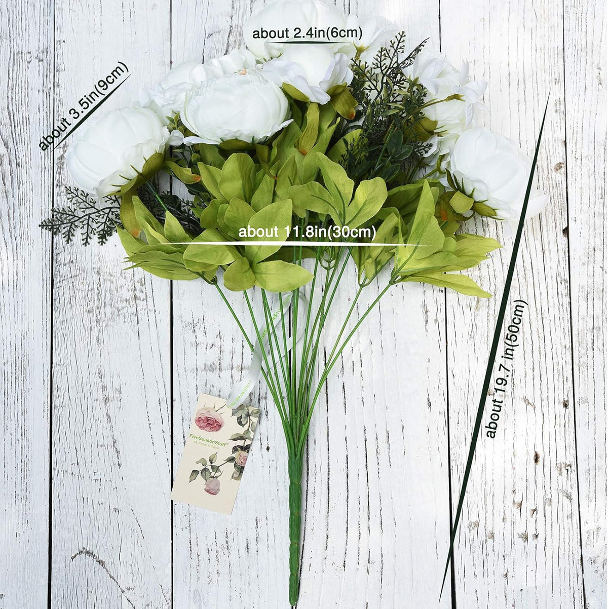 Artificial Peony Bouquet, Pink, Beige & Green Silk Flowers for Wedding Centerpieces, Bridal Bouquets & Home Decor – Spring Waltz