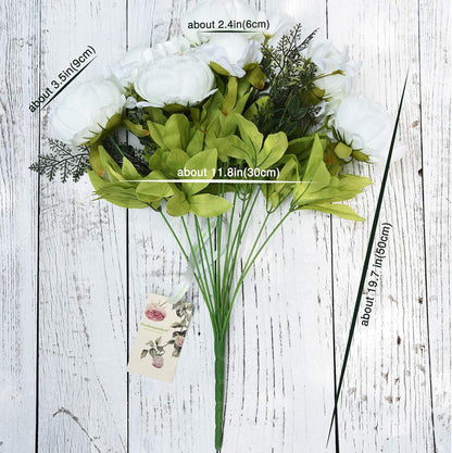 Artificial Peony Bouquet, Pink, Beige & Green Silk Flowers for Wedding Centerpieces, Bridal Bouquets & Home Decor – Spring Waltz