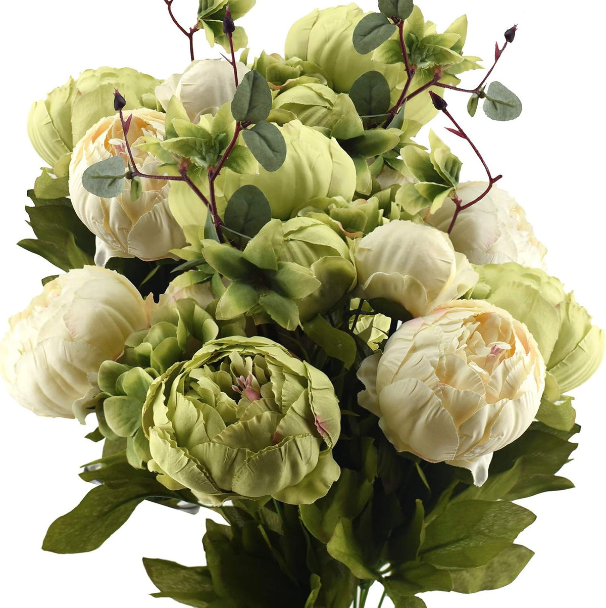 Artificial Peony Bouquet, Pink, Beige & Green Silk Flowers for Wedding Centerpieces, Bridal Bouquets & Home Decor – Spring Waltz