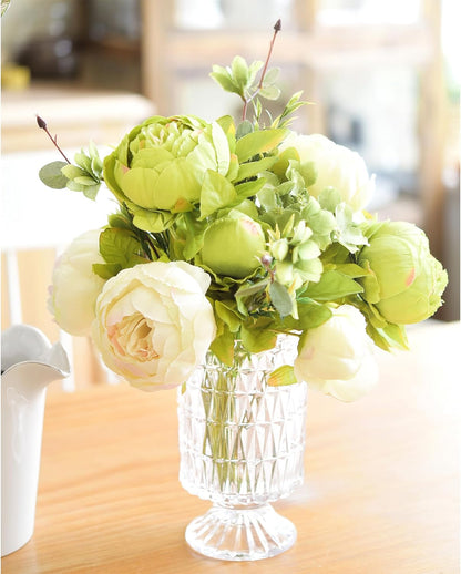 Artificial Peony Bouquet, Pink, Beige & Green Silk Flowers for Wedding Centerpieces, Bridal Bouquets & Home Decor – Spring Waltz