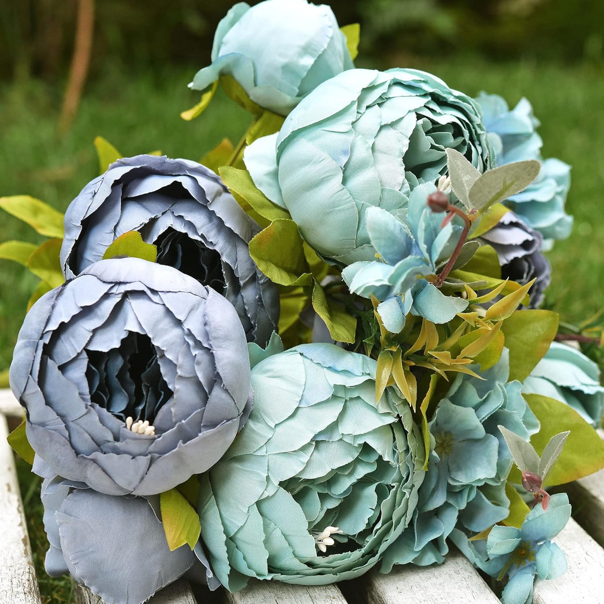 Artificial Peony Bouquet, Pink, Beige & Green Silk Flowers for Wedding Centerpieces, Bridal Bouquets & Home Decor – Spring Waltz
