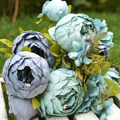 Artificial Peony Bouquet, Pink, Beige & Green Silk Flowers for Wedding Centerpieces, Bridal Bouquets & Home Decor – Spring Waltz