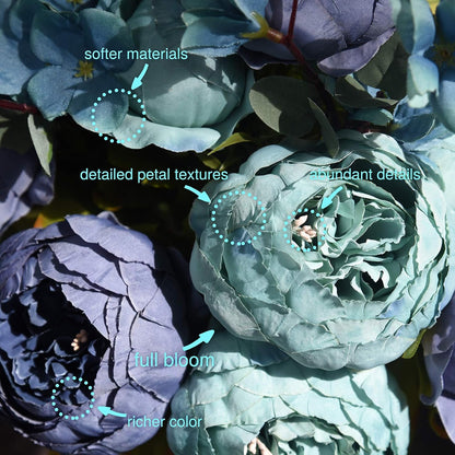 Artificial Peony Bouquet, Pink, Beige & Green Silk Flowers for Wedding Centerpieces, Bridal Bouquets & Home Decor – Spring Waltz
