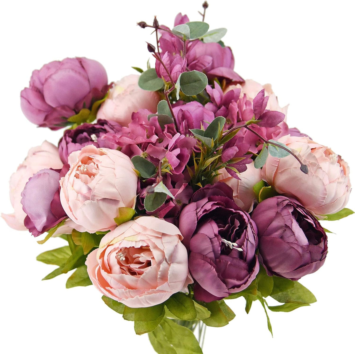 Artificial Peony Bouquet, Pink, Beige & Green Silk Flowers for Wedding Centerpieces, Bridal Bouquets & Home Decor – Spring Waltz