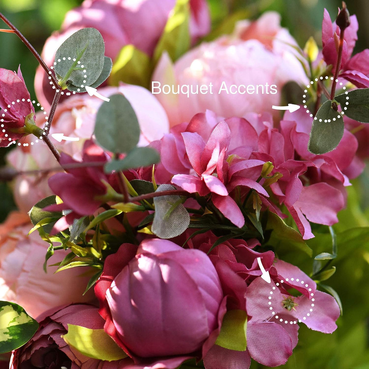Artificial Peony Bouquet, Pink, Beige & Green Silk Flowers for Wedding Centerpieces, Bridal Bouquets & Home Decor – Spring Waltz