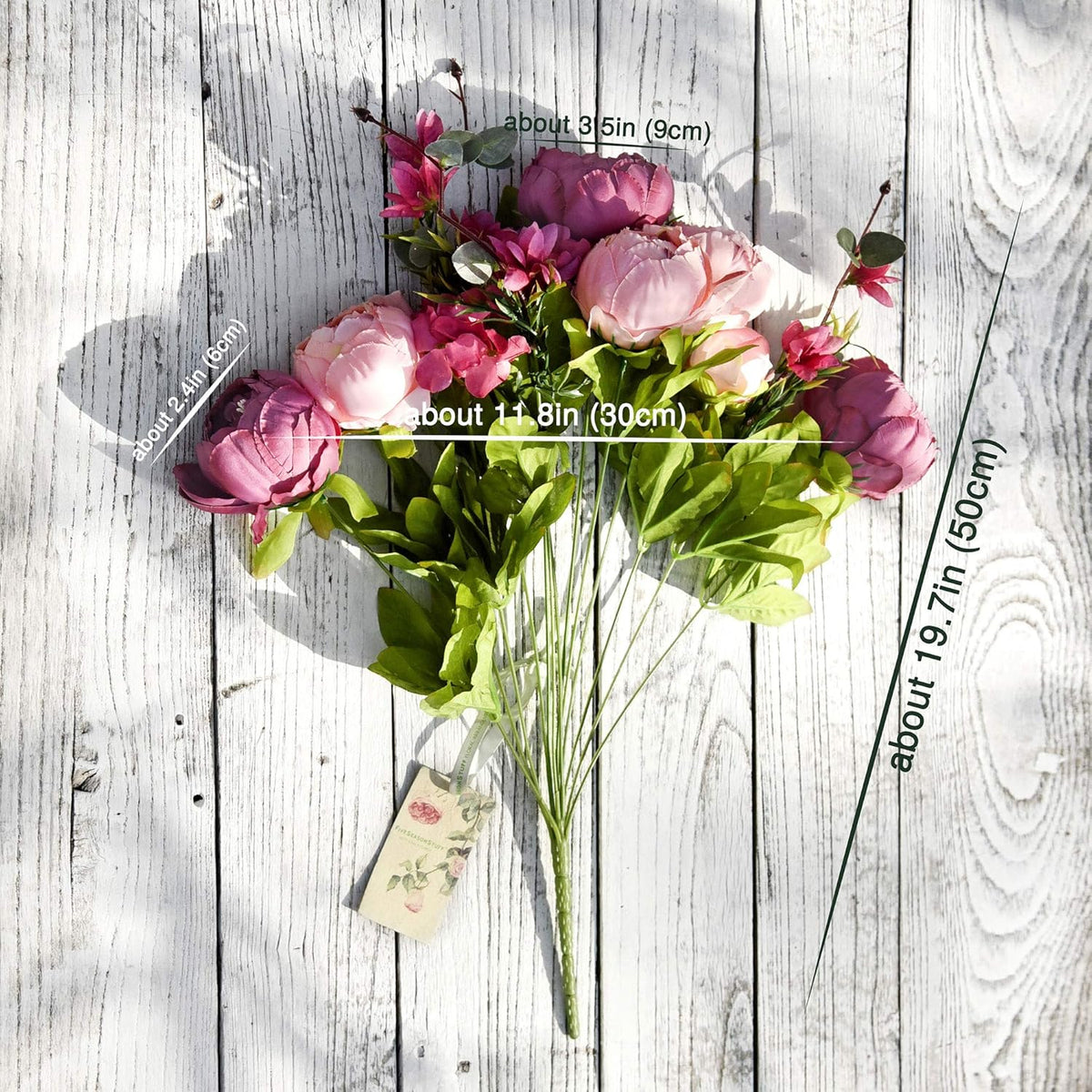 Artificial Peony Bouquet, Pink, Beige & Green Silk Flowers for Wedding Centerpieces, Bridal Bouquets & Home Decor – Spring Waltz