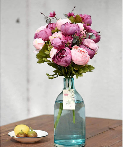 Artificial Peony Bouquet, Pink, Beige & Green Silk Flowers for Wedding Centerpieces, Bridal Bouquets & Home Decor – Spring Waltz