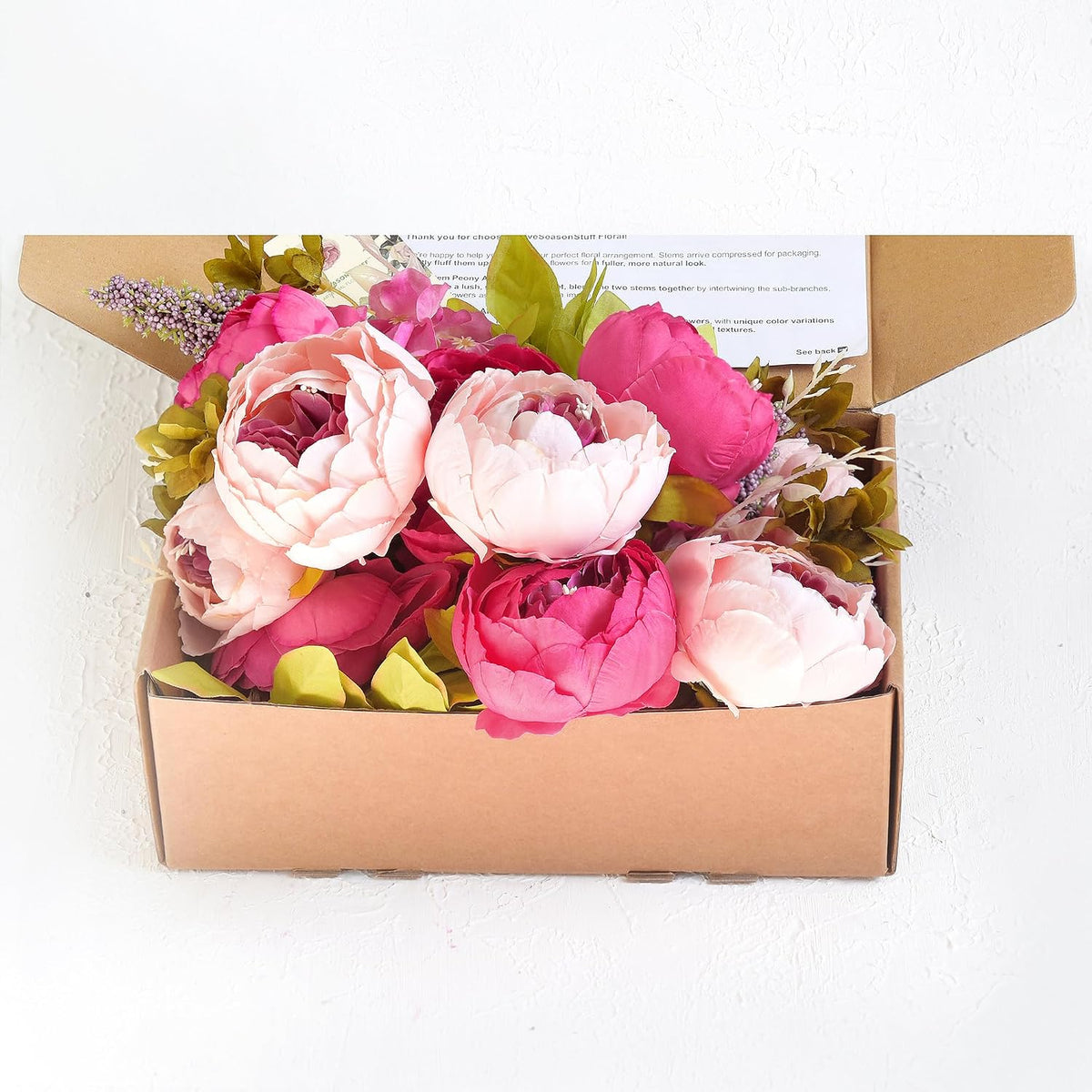 Artificial Peony Bouquet, Pink, Beige & Green Silk Flowers for Wedding Centerpieces, Bridal Bouquets & Home Decor – Spring Waltz