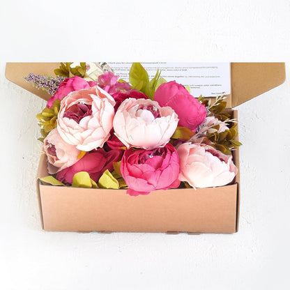 Artificial Peony Bouquet, Pink, Beige & Green Silk Flowers for Wedding Centerpieces, Bridal Bouquets & Home Decor – Spring Waltz