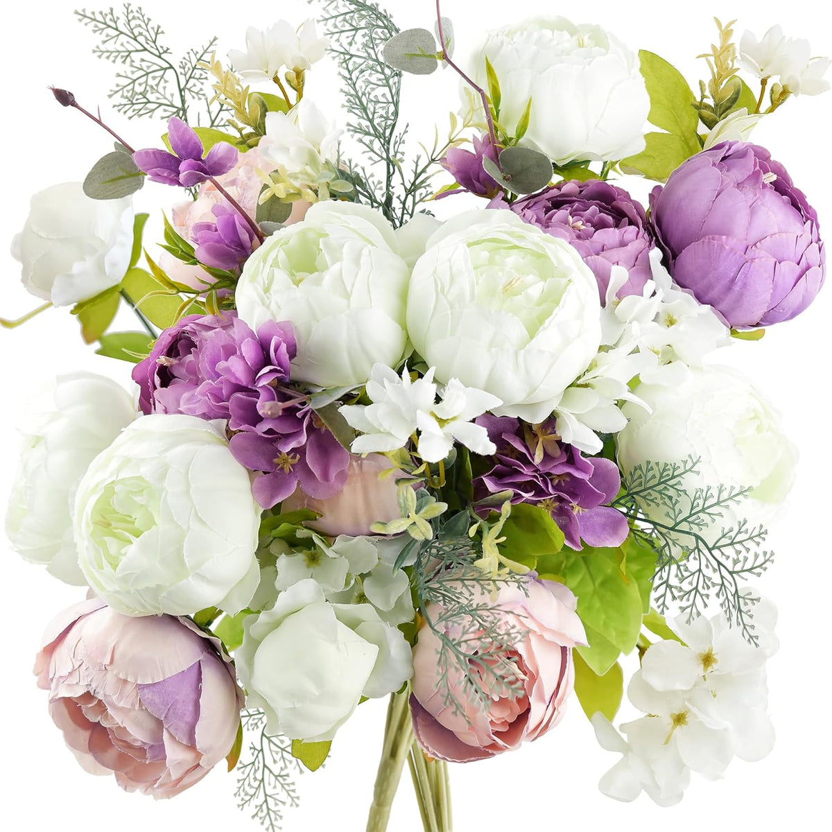 Artificial Peony Bouquet, Pink, Beige & Green Silk Flowers for Wedding Centerpieces, Bridal Bouquets & Home Decor – Spring Waltz
