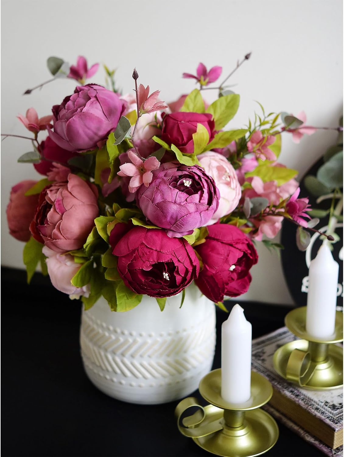 Artificial Peony Bouquet, Pink, Beige & Green Silk Flowers for Wedding Centerpieces, Bridal Bouquets & Home Decor – Spring Waltz