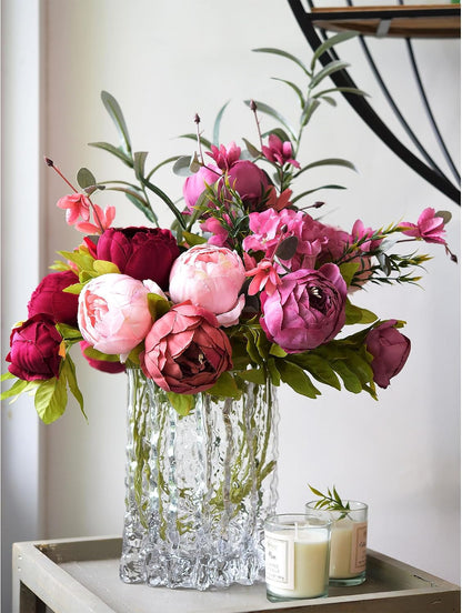 Artificial Peony Bouquet, Pink, Beige & Green Silk Flowers for Wedding Centerpieces, Bridal Bouquets & Home Decor – Spring Waltz