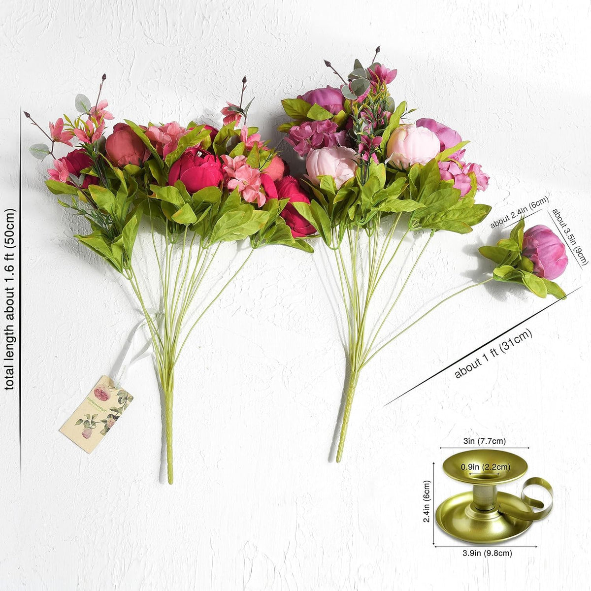 Artificial Peony Bouquet, Pink, Beige & Green Silk Flowers for Wedding Centerpieces, Bridal Bouquets & Home Decor – Spring Waltz